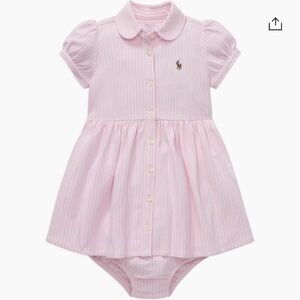 Ralph Lauren Pink and White Striped Oxford Baby Outfit
